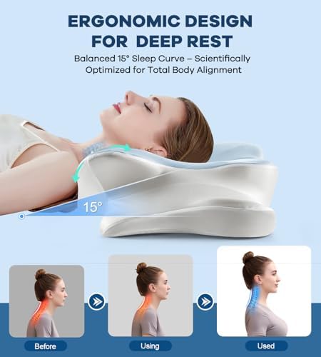 DONAMA Cervical Pillow for Neck and Shoulder Pain Relief, Cooling Contour Memory Foam Pillow, Dual-Height Ergonomic Neck Support Pillow for Side Back Stomach Sleepers with Removable Pillowcase - Image 5