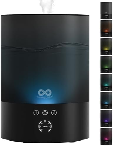 Everlasting Comfort 2.5L Top Fill Humidifier for Bedroom – 28dB Ultra-Quiet, Easy to Fill & Clean, 24HR Runtime, Night Light, Timer, Ultrasonic Cool Mist, Auto Shut-Off for Indoor Use - Black by EverlastingComfort