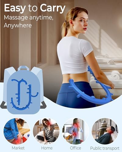 Back and Neck Massager for Pain Relief Deep Tissue, Upgraded Full Body Trigger Point Cane Massage Tools, Massage Stick Pressure Point Hook, Muscle Knot Remover Tool (Blue) - Image 5