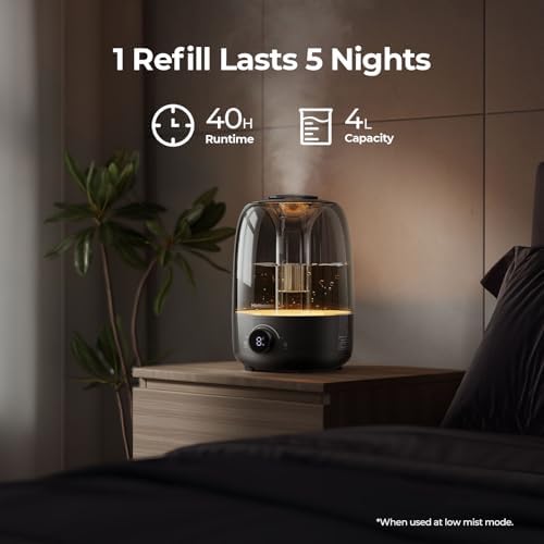 Homvana 4L Top-Fill Cool Mist Humidifiers for Bedroom, Large Room Plants - Image 3