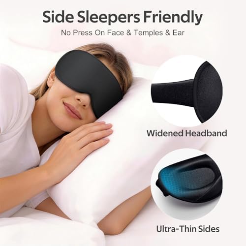 Vynix® Sleep Mask for Men Women - 100% Blackout Eye Masks for Sleep - 3D Soft Sleeping Mask for Side Sleepers - Zero Pressure Lash Extensions Eye Cover Shade for Airplane Travel Essentials, Black - Image 4