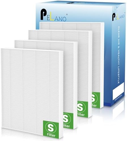 4 Pack C545 HEPA Replacement Filter S Compatible with Winix C545, B151, P150, 9300, Hepa Filter S, Part Number 1712-0096-00 and 2522-0058-00 by Pelano