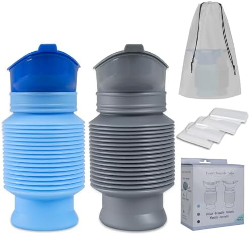 Pee Bottles for Men, Adjustable Emergency Urinal 2PCS, Car Pee Bottle for Men and Women, Portable Toilet for Car, Shrinkable Personal Mobile Toilet,Urine Bottle, Travelling, Traffic Jams & Hiking by KkaFFeHealth