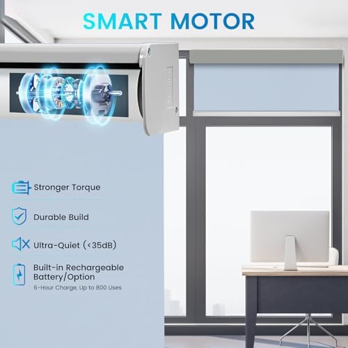 Motorized 100% Blackout Roller Shades – Custom Smart Blinds with Remote Control, Rechargeable Battery or Plug-in Motor, Tuya WiFi Optional, Home & Office Automatic Window Shades (Greige Green/CH9444) - Image 3
