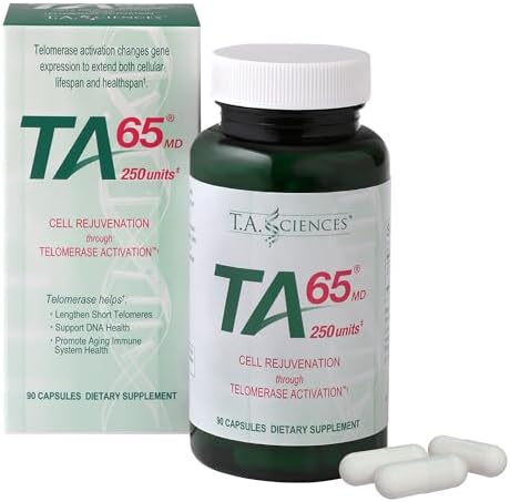 T.A. Sciences TA-65 Telomere Activation Supplement - 2.5 Times Potency, 90 Capsules (1-Pack (90 Count), with Box) by DrStevenGabriel