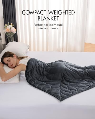 Kaisa Weighted Lap Blanket for Adults, 7 lbs 41" x 53", Leaf Pattern, Gray - Image 3
