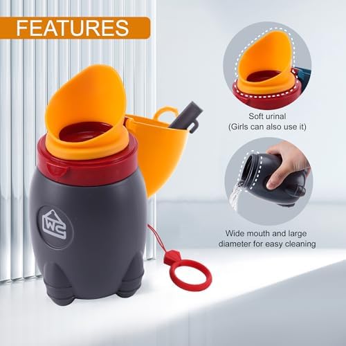 Portable Potty for Kids – Leak-Proof Rocket Travel Urinal for Boys & Girls, Lightweight Road Trip Essential for Car, Camping, Potty Training, Easy-Clean Reusable Pot(Vitality Orange) - Image 4