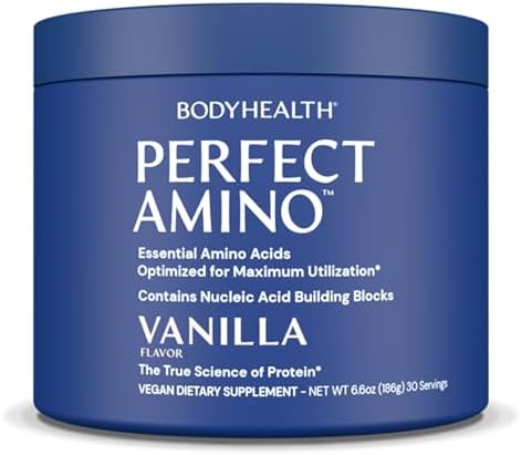 BodyHealth PerfectAmino Powder - BCAA and EAA Powder for Pre and Post Workout - Amino Acid Energy Drink for Men and Women to Support Lean Muscle and Recovery - Vanilla - 30 Servings by BodyHealth