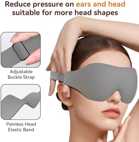 Sleep Mask, EVA BELLE Eye Mask for Men Women, Zero Pressure 3D Sleeping Mask, Cool Super Smooth Light Blocking Soft Eye Shade Cover Memory Foam, Lightweight for Home Travel Use - Image 4