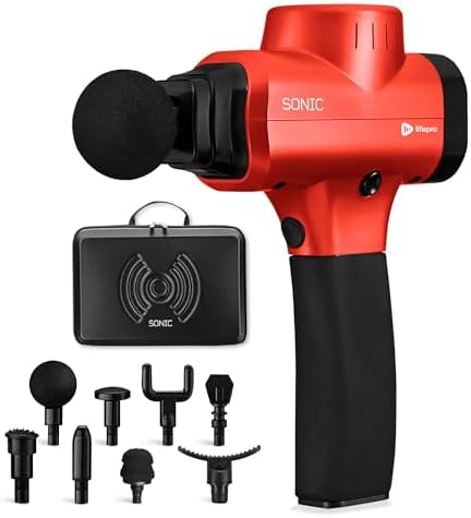 LifePro Sonic Massage Gun Percussion Muscle Massager, 8 Heads & 5 Speeds by Unknown