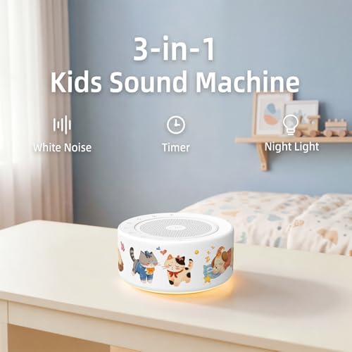 Kipcush White Noise Machine for Baby & Adults, Sleep Sound Machine with 30 Soothing Sounds, 8-Color Night Light, Memory Function, White Noise for Sleeping, Nursery, Office, Travel, Relaxation - Image 2