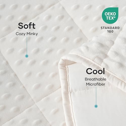 Cottonblue Weighted Blanket 15lbs 48x72 for Adults, Minky Dots Cream White - Image 3