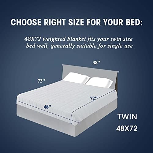 yescool Weighted Blanket for Adults (15 lbs, 48" x 72", White) Cooling Heavy Blanket for Sleeping Perfect for 140-160 lbs, Twin Size Breathable Blanket with Premium Glass Bead, Machine Washable - Image 2