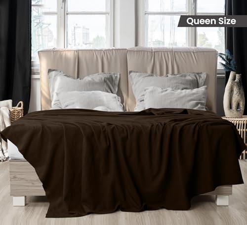 Utopia Bedding 100% Cotton Thermal Blanket Brown Queen, 90x90 Inches - Image 2