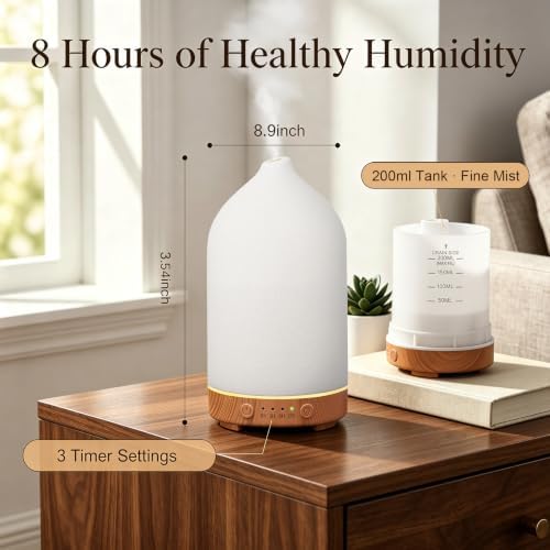 Gooamp 200ML Ceramic Essential Oil Diffuser for Home, Stone Diffuser 2 Pack - Image 3