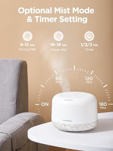 InnoGear 500ml Essential Oil Diffuser for Home Cool Mist Humidifier B White - Image 3