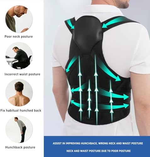 Back Brace Posture Corrector for Women and Men Upgraded Dynamic Traction Correction System Adjustable Shoulder Support Straightener Helps Reduce Upper Lower Back Pain Suitable for Hump Scoliosis Black Small - Image 2
