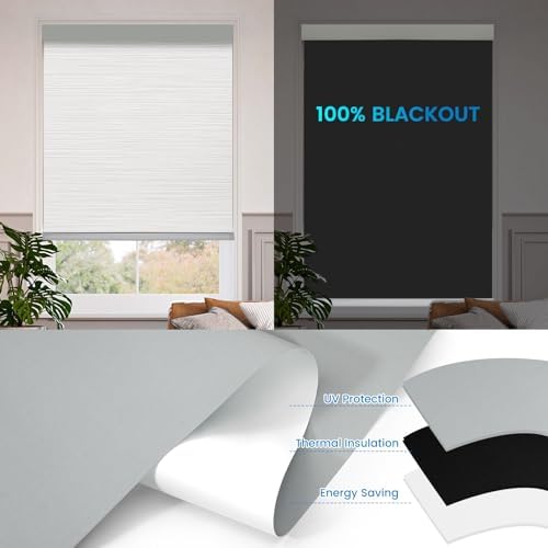 Motorized 100% Blackout Roller Shades – Custom Smart Blinds with Remote Control, Rechargeable Battery or Plug-in Motor, Tuya WiFi Optional, Home & Office Automatic Window Shades (Beige Yellow/CH9421) - Image 4