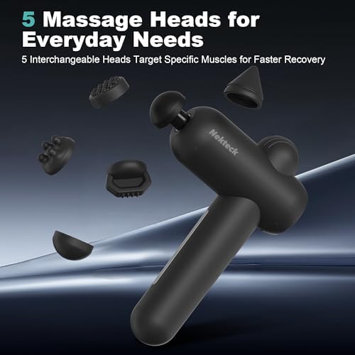 Nekteck Massage Gun Deep Tissue - 12mm Amplitude, 30 Speeds, Full-Body Muscle Relaxation Device with 5-Head for Pain Relief, Quiet USB-C Rechargeable Percussion Muscle Massager for Home Office Travel - Image 4