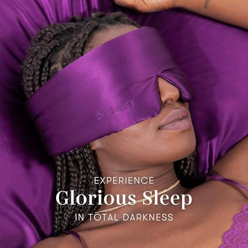 DROWSY Silk Sleep Mask - Face-Hugging, Padded Cocoon for Luxury Sleep in Total Darkness - 100% Pure Mulberry Silk (Purple Martini) - Image 6
