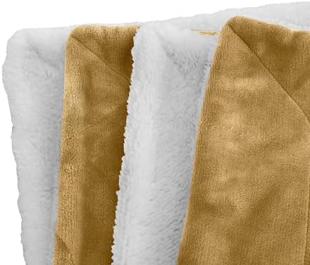 Elegant Comfort Luxury Ultra-Plush Velvet Touch Fleece Throw Soft, Warm, Cozy| Micromink Sherpa-Backing Reversible Blanket for Bed, Sofa and Couch, Solid Gold - Image 3