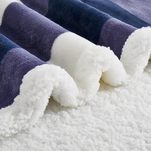 PU MEI Sherpa Blanket Fleece Throw Blanket Twin Plaid Thick Bed Blanket, Soft Warm Cozy Blue Checkered Throw Blanket 60"*80" - Image 6