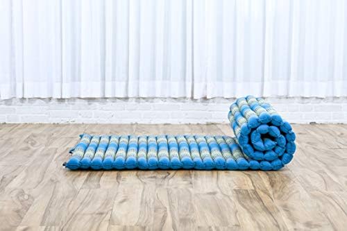 Leewadee - Foldable Floor Mattress - Japanese Roll Up Futon -Trifold Tatami Mat- Guest Floor Bed - Camping Mattress - Thai Massage Mat, Kapok Filled, 75 x 28 inches, Light Blue - Image 6