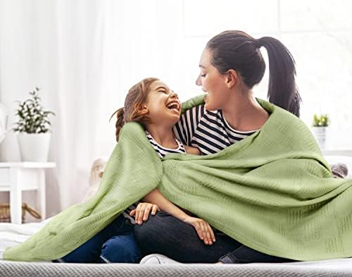 Utopia Bedding 100% Cotton Thermal Blanket Sage Green Twin, 90x72 Inches - Image 4