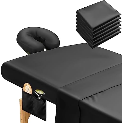 Mixweer 9 Pcs 3 Set Microfiber Massage Table Sheets Set Bulk Includes Flat Sheet, Fitted Sheet with Pocket, Face Rest Cover(Black) by Mixweer
