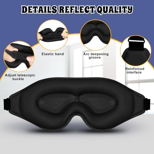 3D Advanced Eye Mask for Sleeping，Ultra Delicate Soft Skin Friendly Eye mask，100% Blackout Sleep Eye Mask for Sleep, Eyelash Extension Sleep mask - Image 5