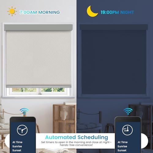 Motorized 100% Blackout Roller Shades – Custom Smart Blinds with Remote Control, Rechargeable Battery or Plug-in Motor, Tuya WiFi Optional, Home & Office Automatic Window Shades (Khaki/CH9392) - Image 6