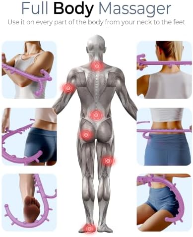 Back and Neck Massager for Pain Relief Deep Tissue, Upgraded Full Body Trigger Point Cane Massage Tools, Therapy Massage Stick Pressure Point Hook, Muscle Knot Remover Tool (Pink) - Image 2