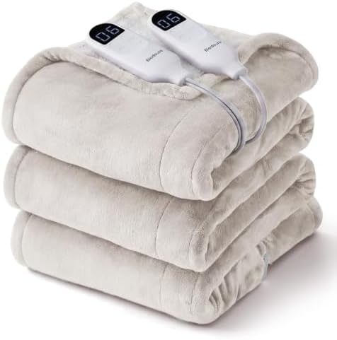 Bedsure Heated Blanket Queen Size, Dual Control Electric Blanket, Cream by Unknown