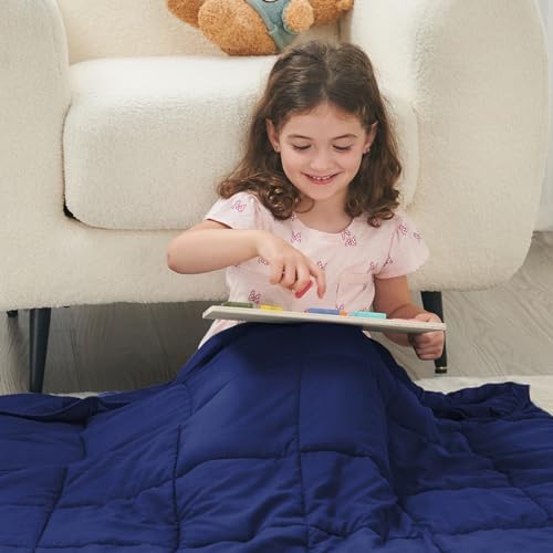 yescool Weighted Throw Blanket 3lbs, 36" x 48", Blue - Image 2