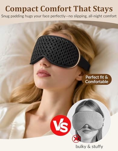 3D Contoured Sleeping Mask for Women Men, Soft Zero Pressure Eye Masks, Light Blocking Sleep Mask, Eyelash Friendly, Adjustable Eye Mask for Travel Essentials - Image 2