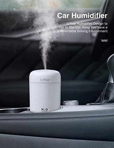 LtYioe Colorful Cool Mini Humidifier, USB Personal Desktop Humidifier for Car, Office Room, Bedroom,etc. Auto Shut-Off, 2 Mist Modes, Super Quiet. (White) - Image 4