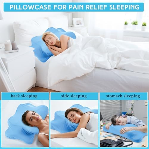Hahafelt Cooling Cervical Neck Pillowcase,Blue,Standard Size - Image 3