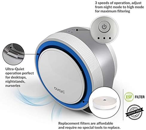 AVARI™ 525 Blue Desktop Personal Air Purifier made in Korea. Filtering Personal Breathing Zone. Ultra Quiet Electro-Static Filters to 0.1 Micron - Image 3