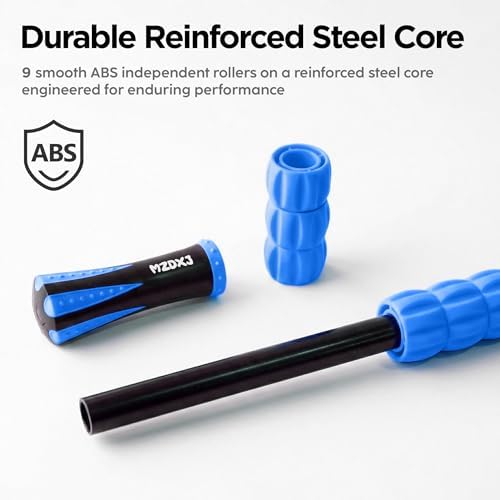Muscle Roller & Massage Roller Stick for Athletes - Lymphatic Drainage Support, Relieves Muscle Soreness, Cramping & Tightness - Targets Legs, Arms, Back & Calves （Blue Wheel） - Image 5