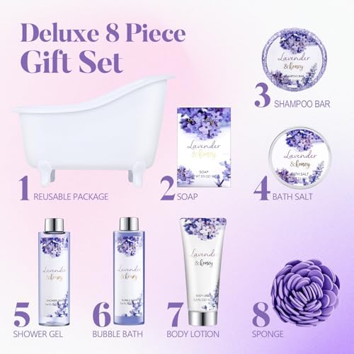 Body & Earth Bath and Body Gift Set - 8 Pcs Lavender Spa Baskets for Women, Spa Kit for Women, Birthday, Holiday, Anniversaries, Christmas Gifts for Her, Mom, Wife, Girlfriend - Image 2