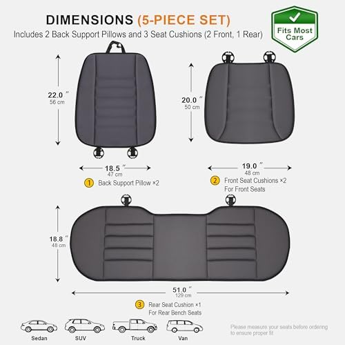 kingphenix 5-Piece Car Seat Cushion Set with Back Support - Image 5