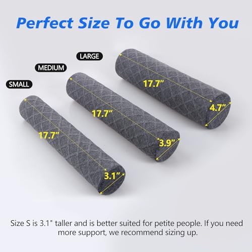 Cozyhealth Cervical Roll Pillow, Medium Soft Memory Foam Neck Round Pillow Cylinder Bolster Pillow for Sleeping, Round Neck Support for Bed, Legs, Back and Yoga (Grey, Medium - 3.9" H) - Image 2