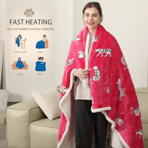 ESTINGO Electric Throw Blanket, 50"x60" Small Heated Blanket Throw with 5 Heating Levels & 4 Hours Auto Off, Super Cozy Soft Sherpa Electric Heated Blanket with Fast Heating - Image 2