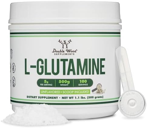 L-Glutamine Powder 5g, Unflavored, Gut + Muscle Recovery, 100 Servings by DoubleWoodSupplements