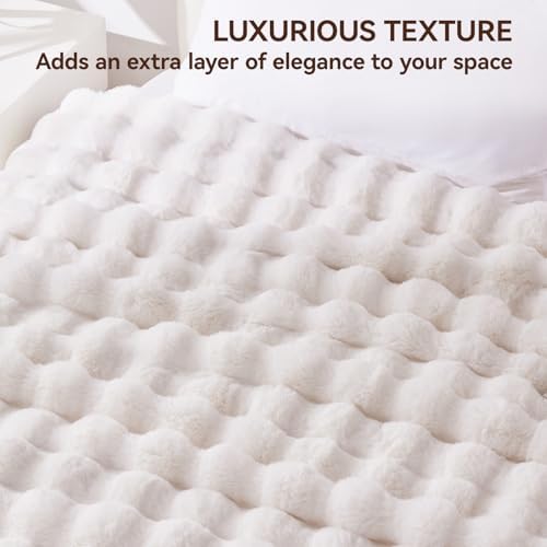 Anysay Faux Fur Throw Blanket, 1000GSM Fluffy Soft Bubble Blanket 60''*80'' - Image 3