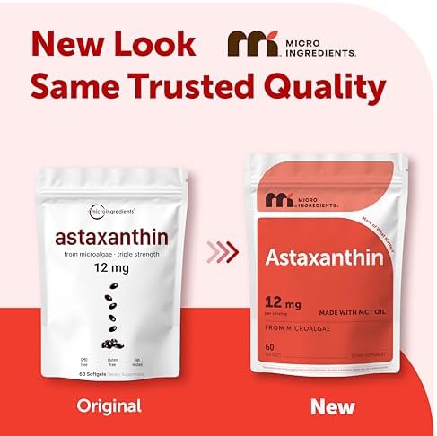Micro Ingredients Astaxanthin 12mg Per Serving with MCT Oil, 60 Softgels - Image 2