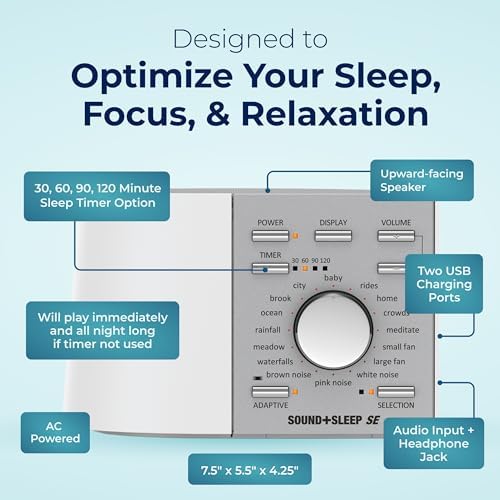 Adaptive Sound Technologies Sound + Sleep SE White Noise Machine, White - Image 6