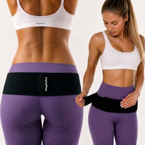 PlayActive Sacroiliac SI Joint Hip Belt - Sciatica Belt and Lower Back Support Brace for Women and Men - Hip Braces for Hip Pain - Pelvic Support Belt, Trochanter Belt for Pain Relief (XL-XXL/Black) by PlayActive