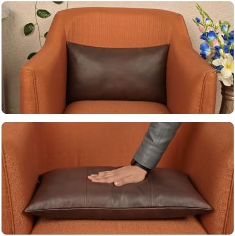 LL LEATHER LOVERS 100% Lambskin Leather Pillow Cover 10x18 Inch – Hand-Stitched Cushion Case with Hidden Zipper, Decorative Throw Cover for Sofa, Bed and Living Room - Brown Antique Panel Pack of 1 - Image 6
