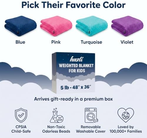 hazli Super-Soft Kids Weighted Blanket 5 Pounds - Weighted Blanket for Kids - Easy to Clean, Washable Minky Cover - 36x48 Inches 5lbs Child - Small Heavy Blanket for Girls and Boys - Image 6